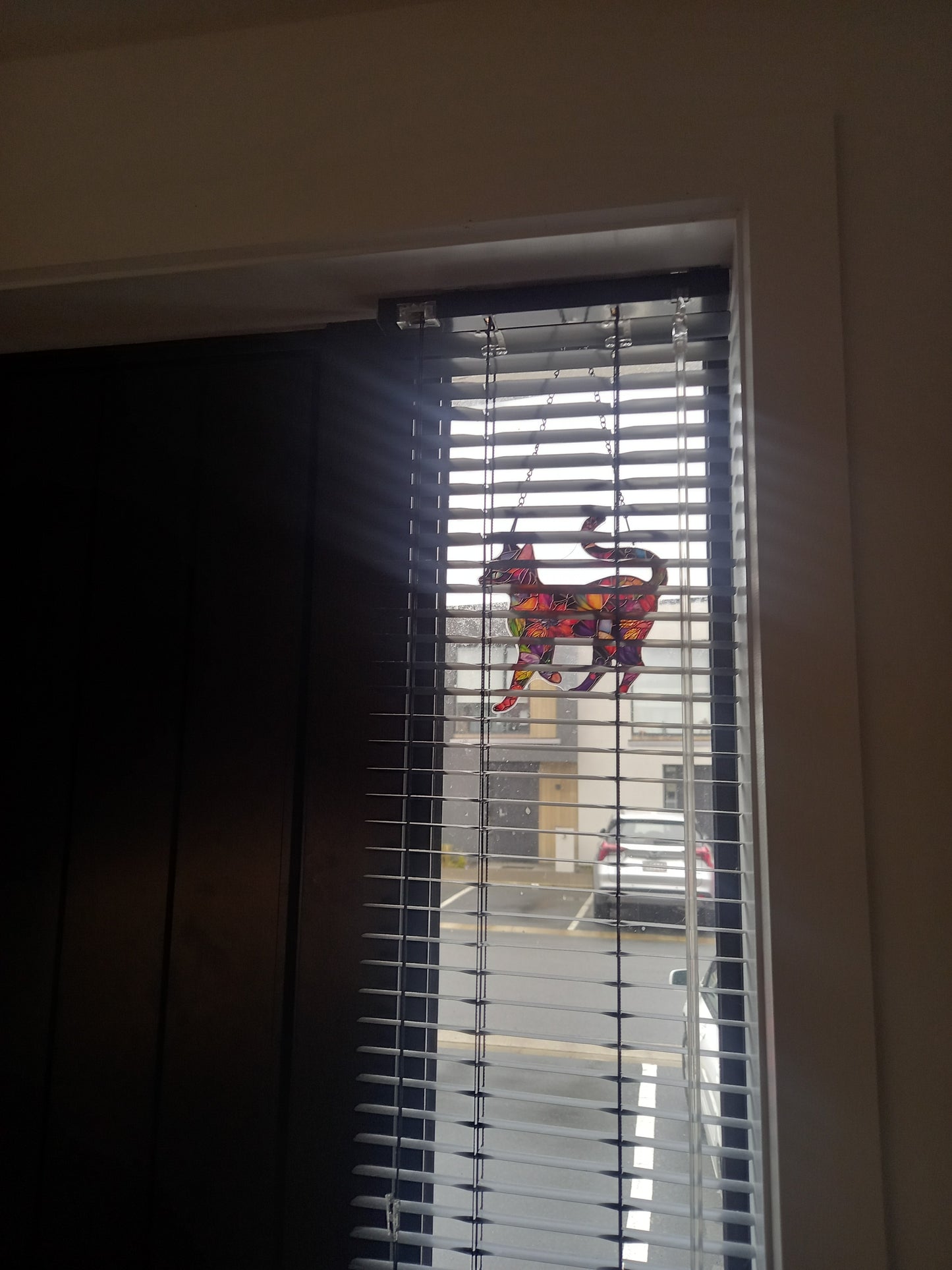 Vibrant Stained Glass Style Cat Crystal Sun Catcher