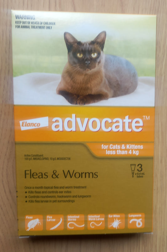 Advocate Flea + Worm 3 pack 0-4kg