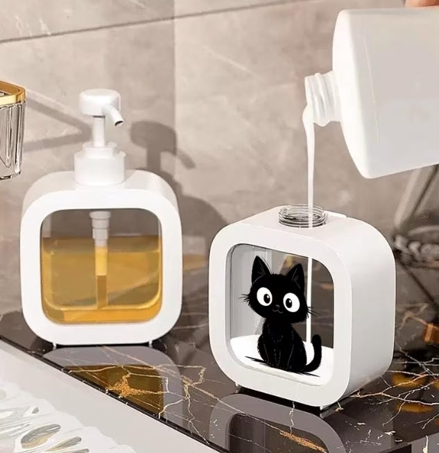 Manual Push Pump Black Kitten Soap Dispenser
