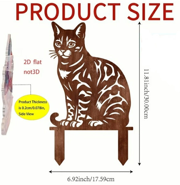 Tabby Cat Garden Stake Lawn Decoration
