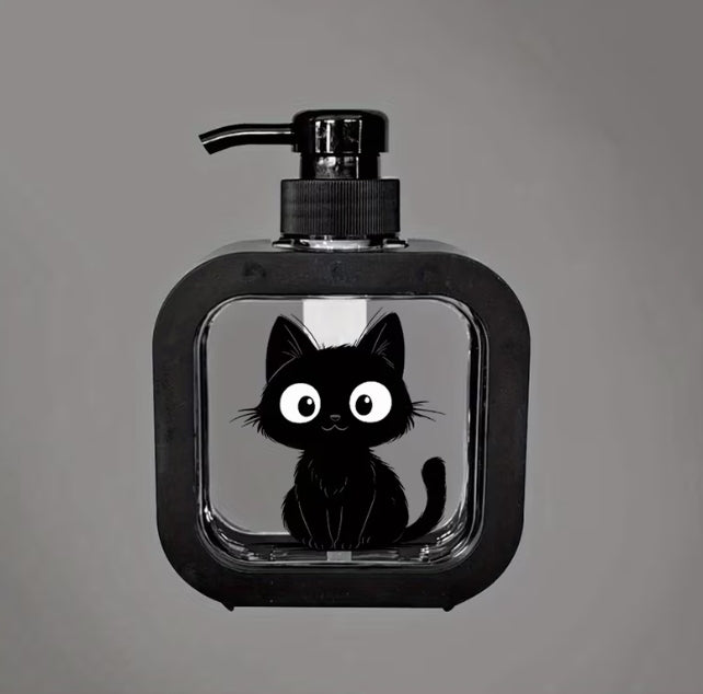 Manual Push Pump Black Kitten Soap Dispenser
