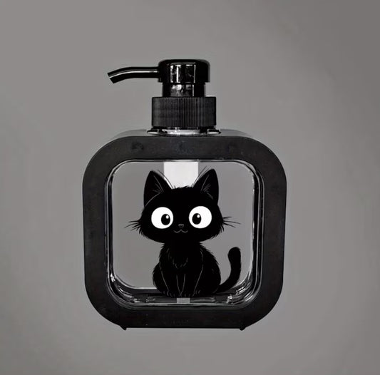 Manual Push Pump Black Kitten Soap Dispenser
