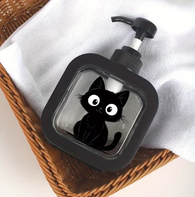 Manual Push Pump Black Kitten Soap Dispenser