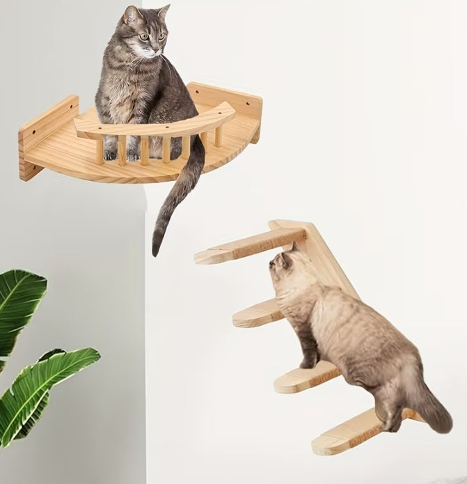 2pcs Corner Cat Hammock and Ladder