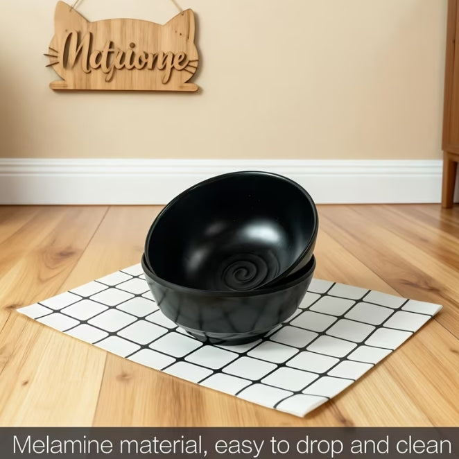 Black Thread Double Cat Bowl